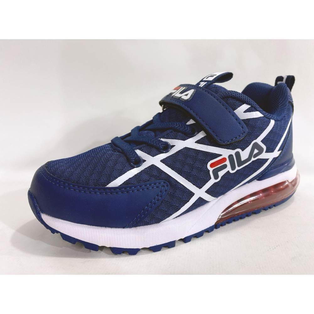 金英鞋坊2館  FILA 男童抗菌防臭機能輕量氣墊慢跑鞋(康特杯)3-J811W-321-藍 超低直購價890元-細節圖3