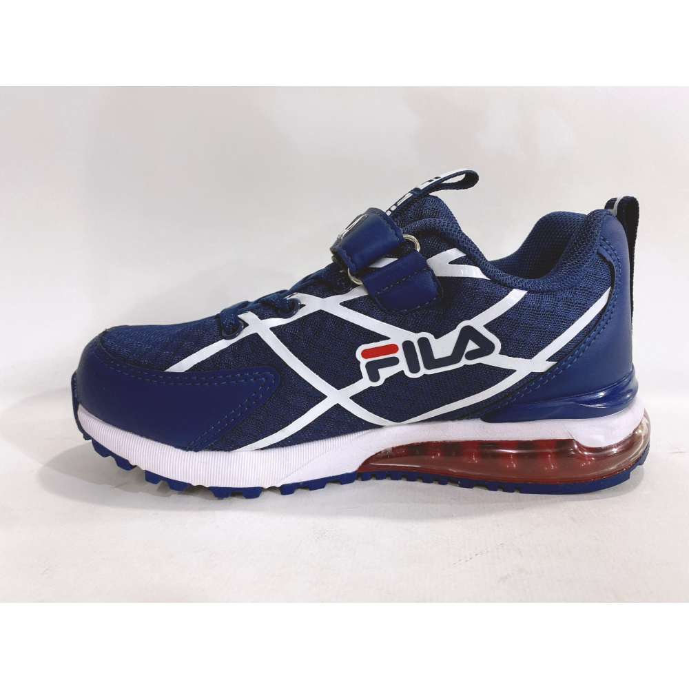 金英鞋坊2館  FILA 男童抗菌防臭機能輕量氣墊慢跑鞋(康特杯)3-J811W-321-藍 超低直購價890元-細節圖5