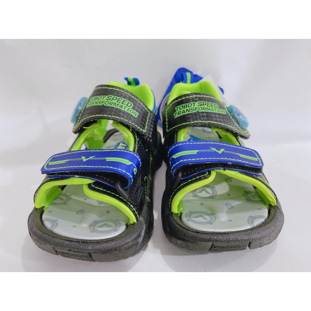 金英鞋坊2館 TOBOT機器戰士 童款造型電燈涼鞋 16055-黑螢光綠 台灣製造 超低直購價290元-細節圖4