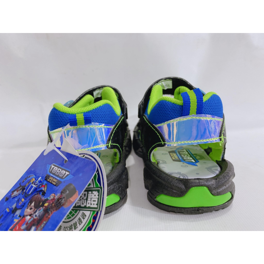 金英鞋坊2館 TOBOT機器戰士 童款造型電燈涼鞋 16055-黑螢光綠 台灣製造 超低直購價290元-細節圖7