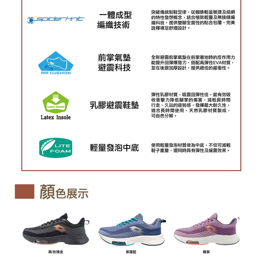 金英鞋坊2館 LOTTO樂得 女鞋 SP880 前掌氣墊避震跑鞋 6350-黑/玫瑰金 超低直購價490元-細節圖8