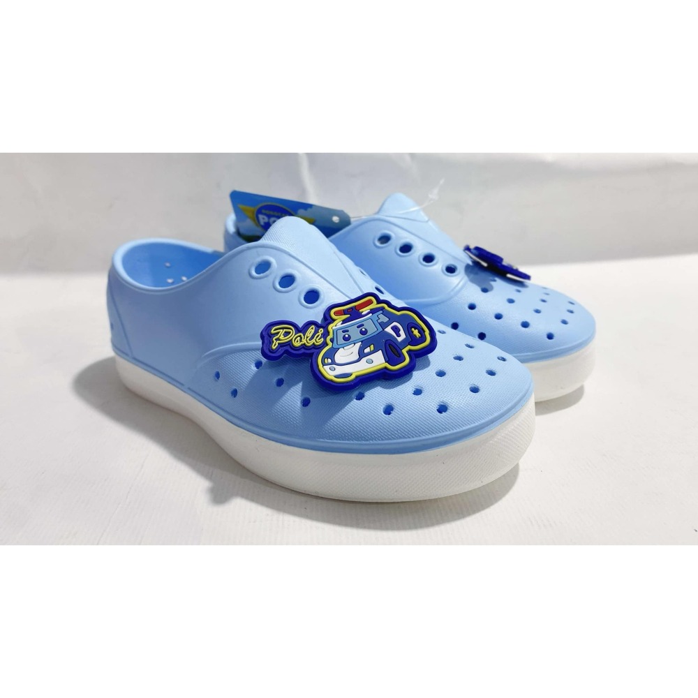 金英鞋坊2館 POLI 救援小英雄  童款防水 輕量 洞洞鞋 晴雨鞋 10616-藍 台灣製造 超低直購價190元 全新-細節圖3
