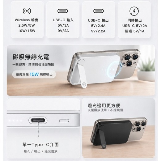 現貨 限量優惠 Gelovery 充電溫度低，半固態超薄磁吸行動電源5000 mAh（白）-細節圖4