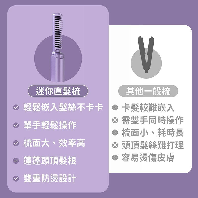 無線直髮梳 迷你直髮梳 直髮梳 無線 隨身梳子 便攜式無線直髮梳 便攜直髮梳 理髮梳 充電直髮梳 梳子-細節圖8