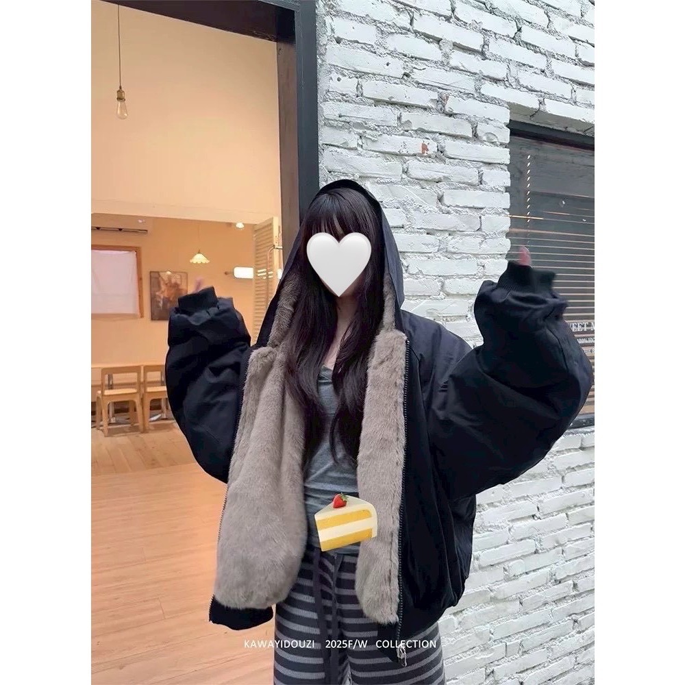 ❤️現貨可以直接下單❤️Pin Pin 家 兩面穿內貂毛皮草高級感外套#25235-細節圖2