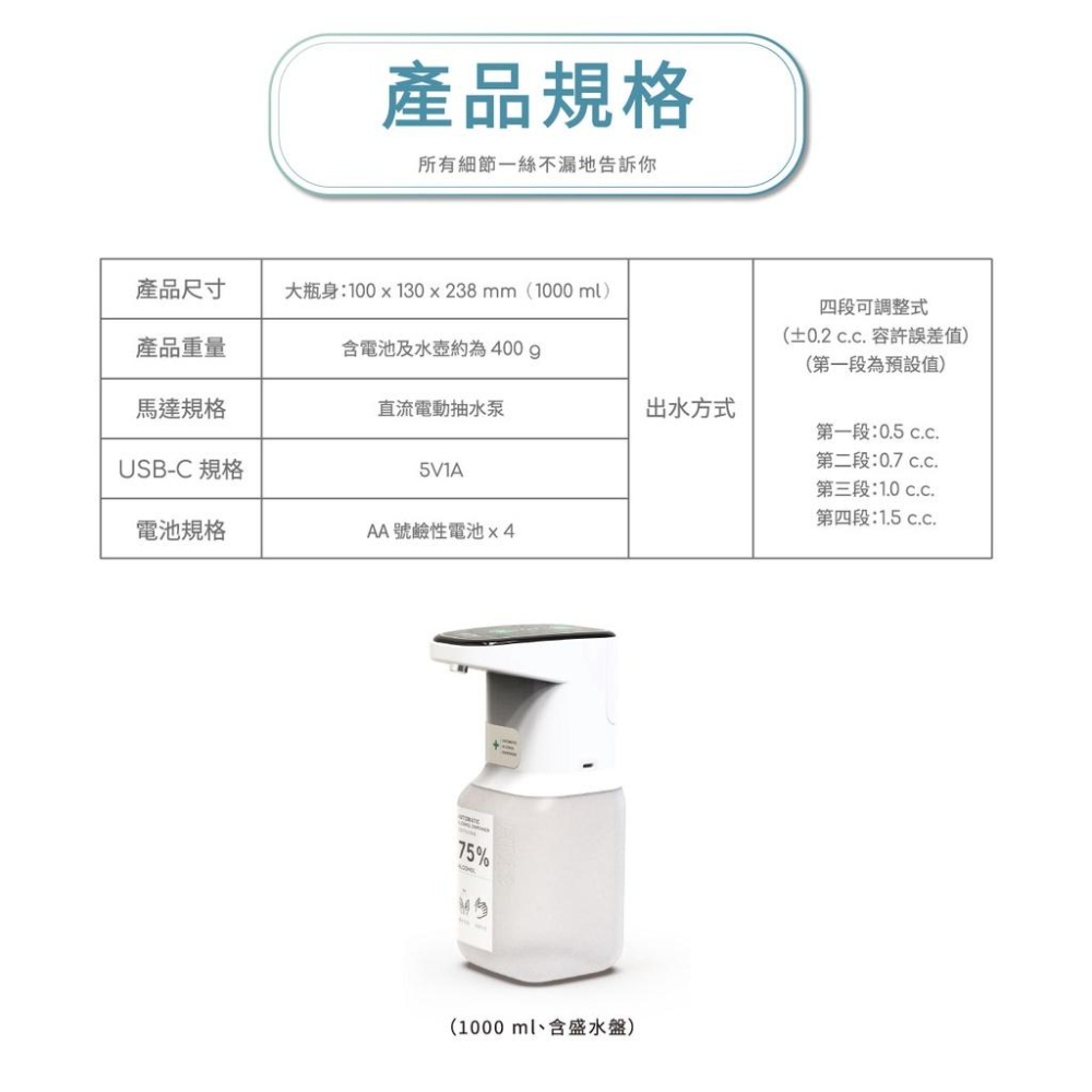 HM Plus ST-D03 HM3 自動手指消毒機 + 1000 ml 乾洗手補充液 x1-細節圖8