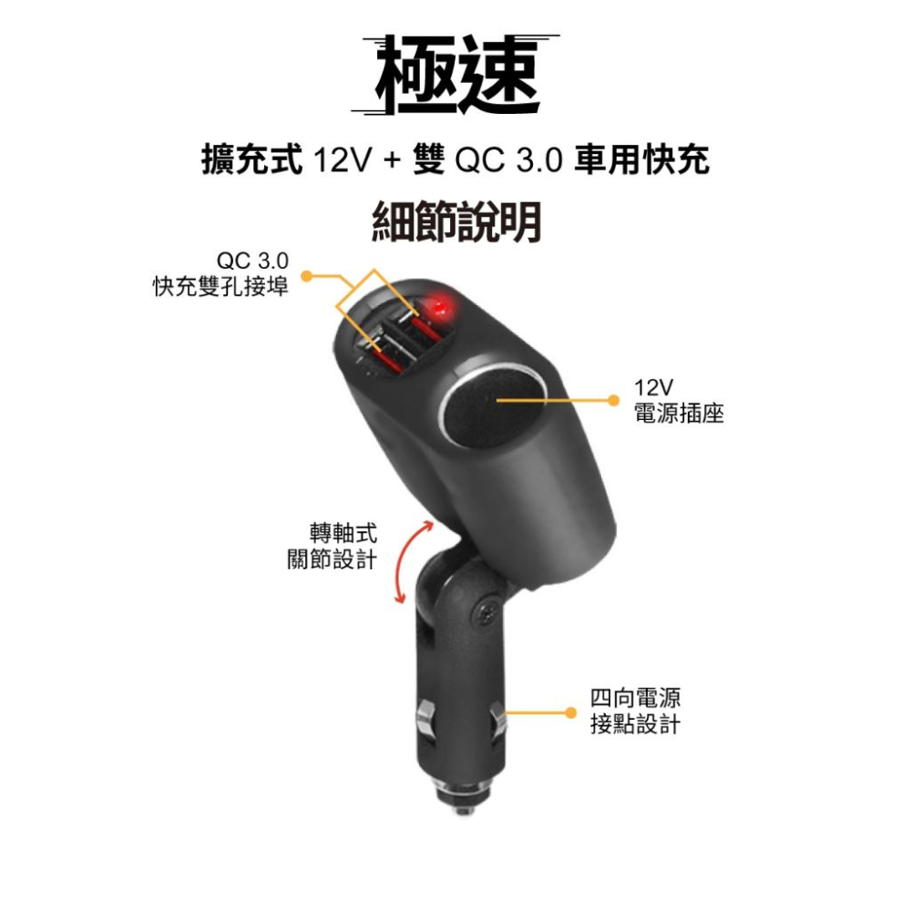 【peripower】PS-U11 極速擴充式 12V + 雙 QC 3.0 車用快充 BSMI 認證-細節圖8