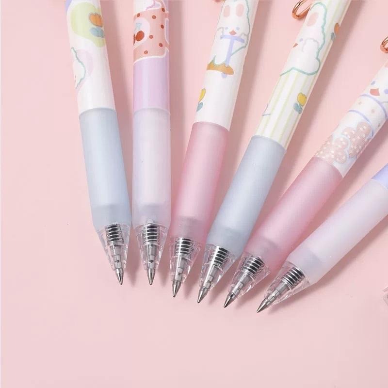 一木林-敲可愛小熊小兔軟握速乾筆中性筆6支組-黑芯0.5-細節圖7