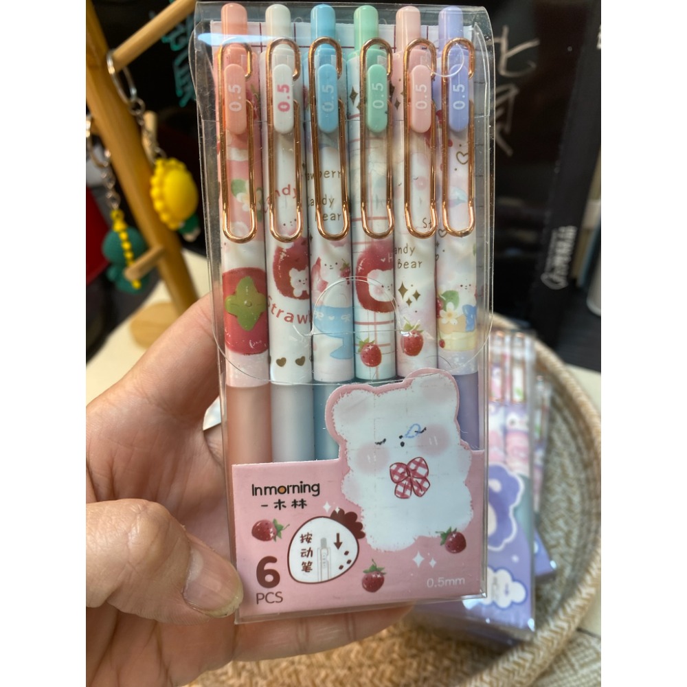 一木林-敲可愛小熊小兔軟握速乾筆中性筆6支組-黑芯0.5-規格圖9