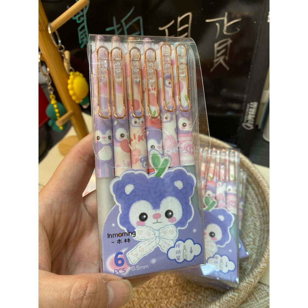 一木林-敲可愛小熊小兔軟握速乾筆中性筆6支組-黑芯0.5-規格圖9