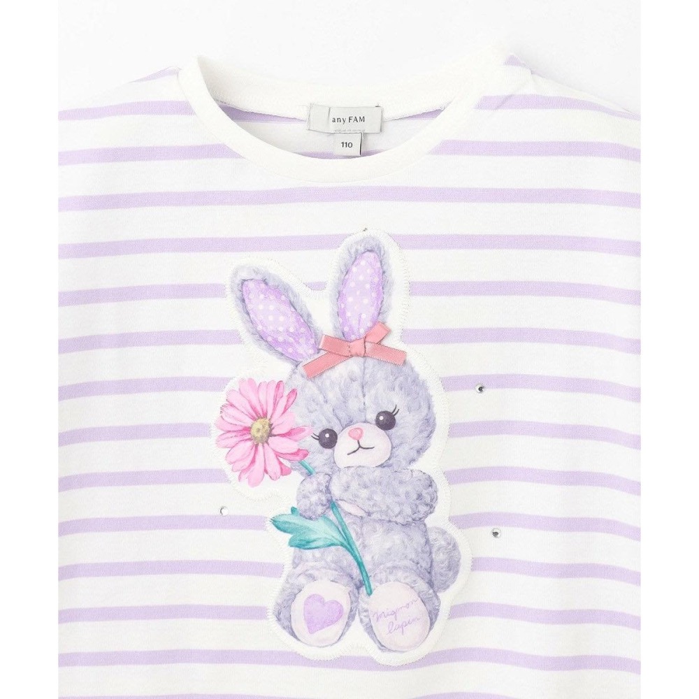 （現貨100）🇯🇵日本 any FAM 兔子貼花條紋上衣-細節圖4