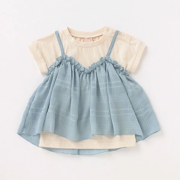 (現貨藍90)🇯🇵 日本 Petit main 格紋對接上衣-規格圖4