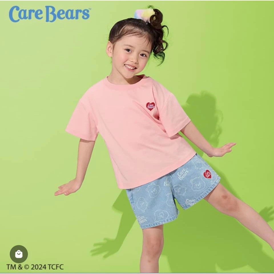 （現貨深藍110）🇯🇵日本 バースデイ X care bears 滿版圖案牛仔短褲-細節圖2