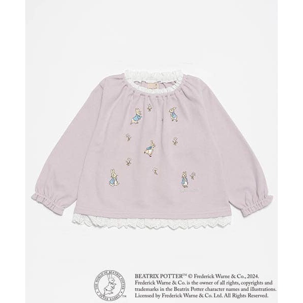 （現貨120）🇯🇵日本 petit main 彼得兔刺繡蕾絲上衣-細節圖2