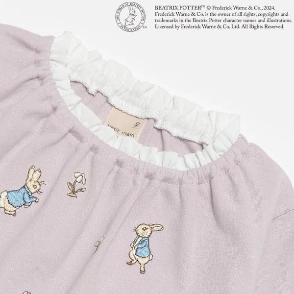 （現貨120）🇯🇵日本 petit main 彼得兔刺繡蕾絲上衣-細節圖3