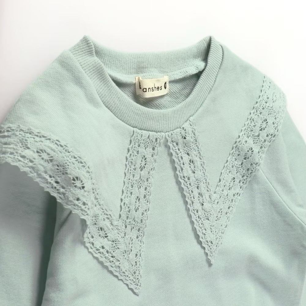 (現貨110)🇯🇵 日本 BRANSHES 蕾絲領運動衫-細節圖3