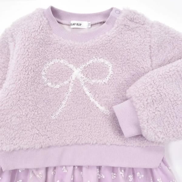 （現貨120）🇯🇵日本 slap slip 毛料蝴蝶結圖案下擺薄紗運動衫-細節圖2