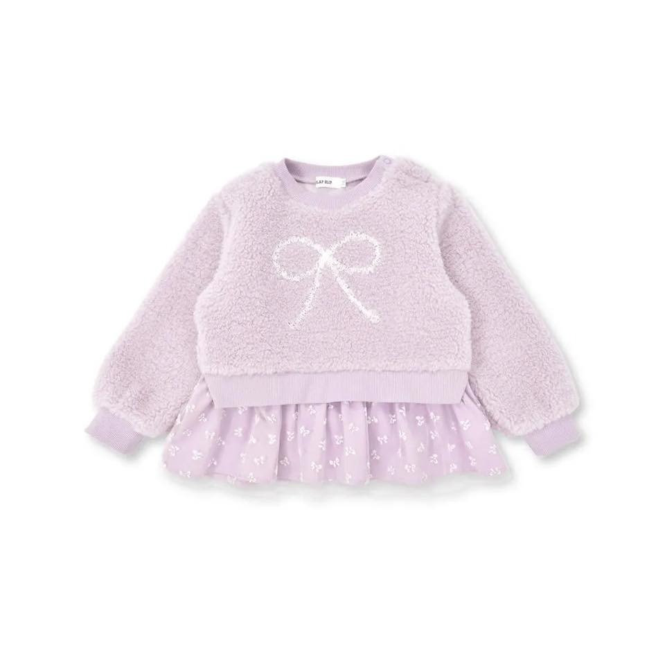 （現貨120）🇯🇵日本 slap slip 毛料蝴蝶結圖案下擺薄紗運動衫-規格圖5