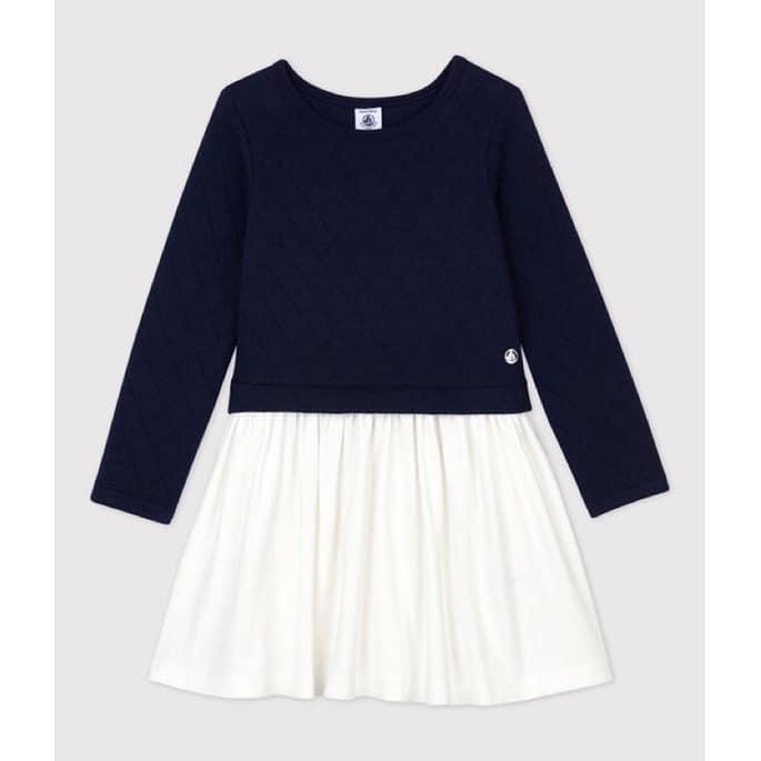 （現貨4A )🇫🇷法國 petit bateau 深藍壓紋紗裙洋裝-規格圖2