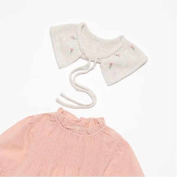 （現貨130）🇯🇵日本 petit main 刺繡針織領雕花襯衫-細節圖2