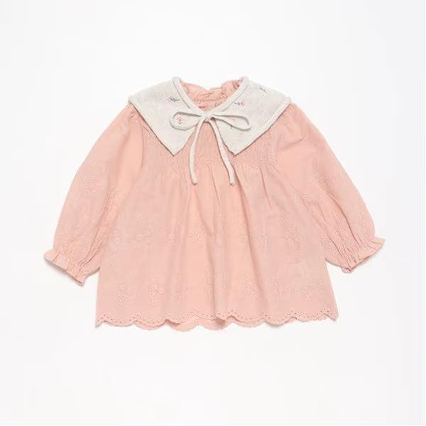 （現貨130）🇯🇵日本 petit main 刺繡針織領雕花襯衫-細節圖5