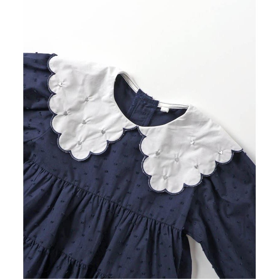 (現貨130)🇯🇵 apres les cours 扇貝刺繡領蛋糕上衣-細節圖3