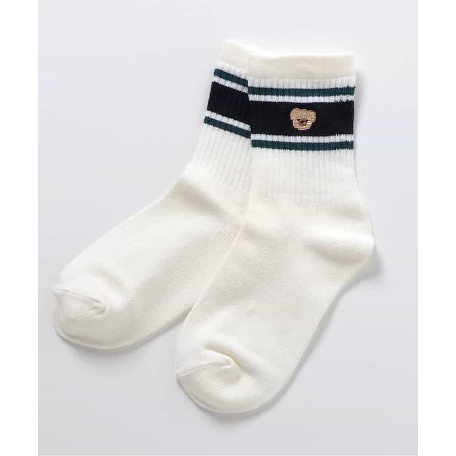 (現貨13-15)🇯🇵 apres les cours X tiny bear 刺繡小熊襪-細節圖3