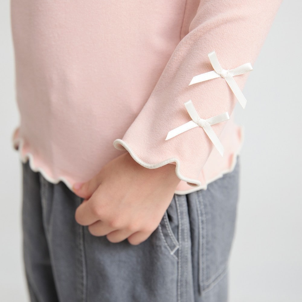 (現貨130)🇯🇵 BRANSHES 手袖蝴蝶結木耳滾邊長T-細節圖3