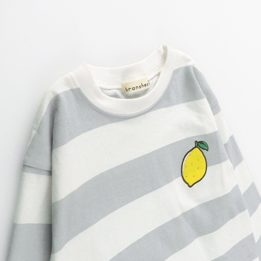 (現貨100)🇯🇵 BRANSHES mini 粗條紋刺繡圖案長T-細節圖3