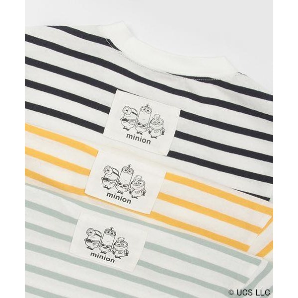 (現貨110）🇯🇵日本 petit main 小小兵刺繡口袋條紋短T-細節圖2