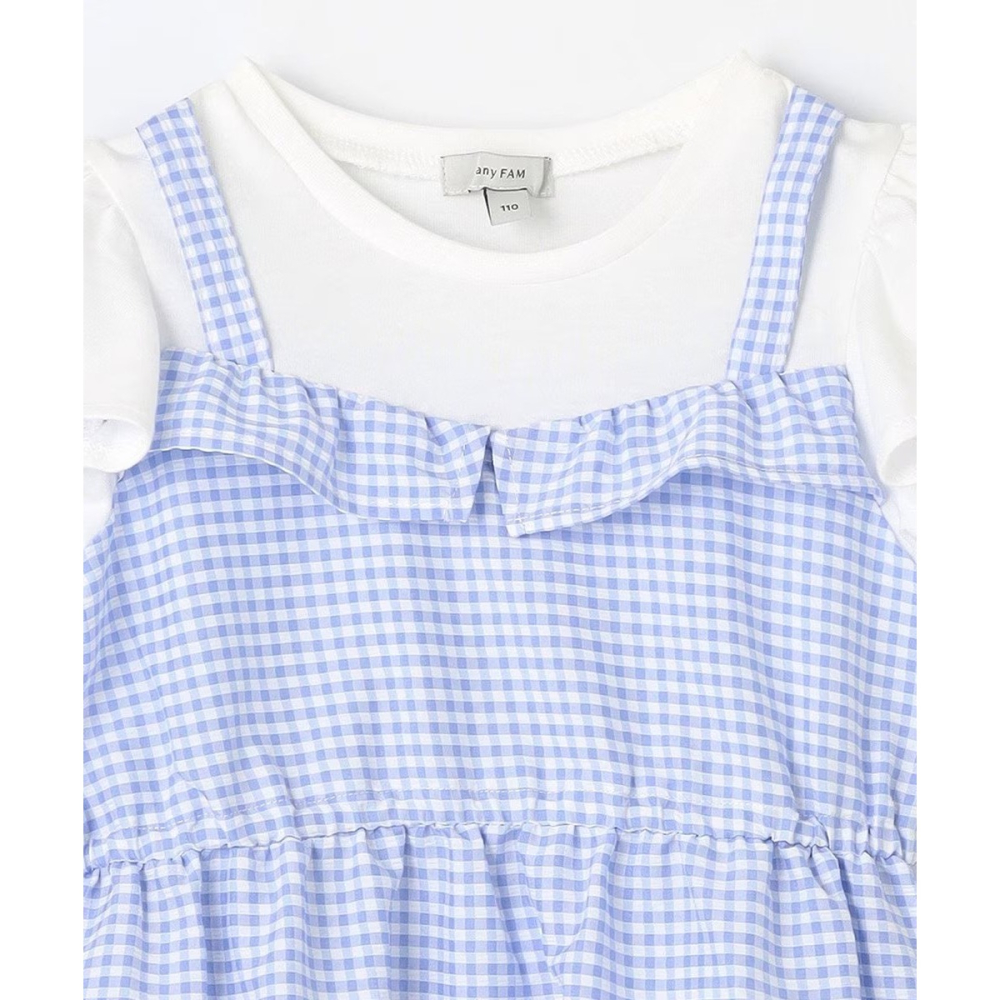 (現貨130）🇯🇵日本 any FAM 櫻桃刺繡裙襬格紋洋裝-細節圖6