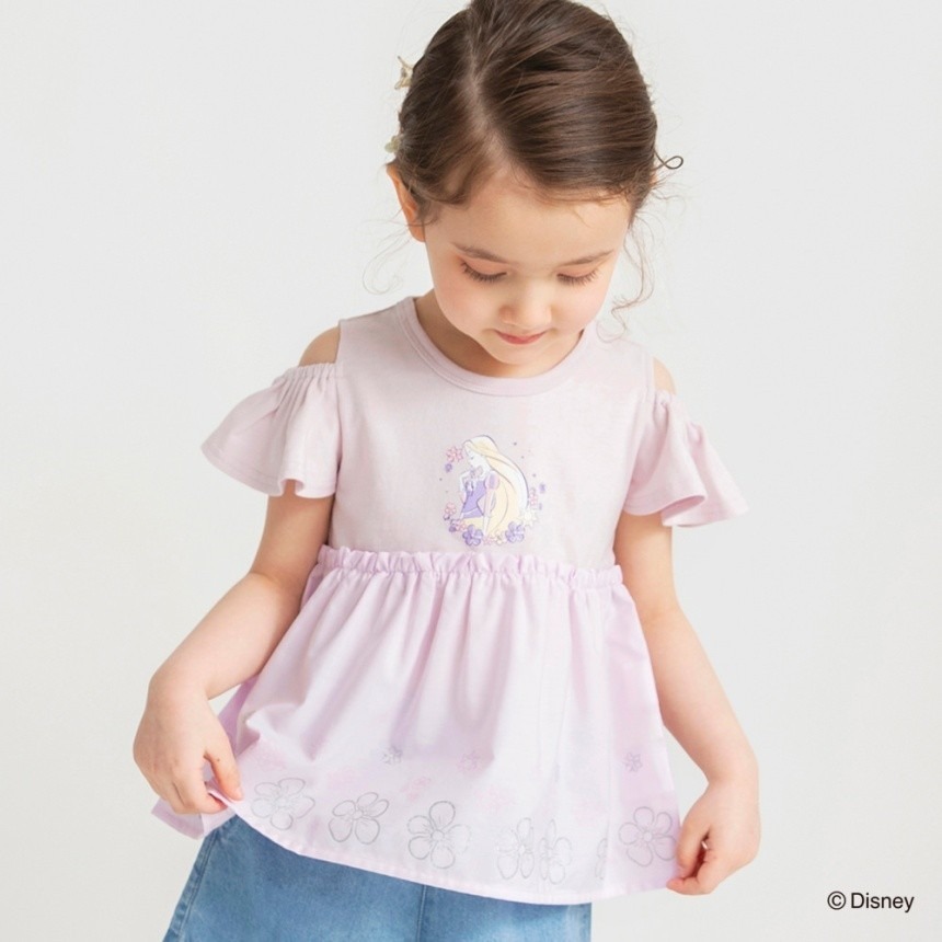 (現貨130）🇯🇵日本 BRANSHES X Disney 長髮公主露肩對接上衣-細節圖2