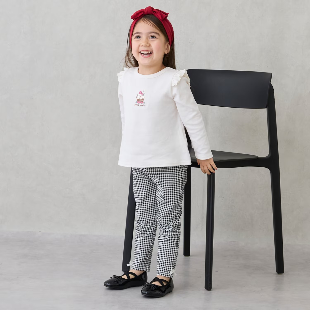 (現貨格紋100/白110）🇯🇵日本 petit main 平價百搭內搭長褲-細節圖6