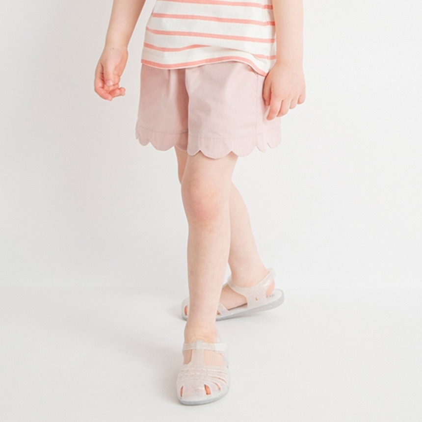 (現貨粉140/淺藍140）🇯🇵日本 BRANSHES 扇貝下擺愛心口袋短褲-細節圖2