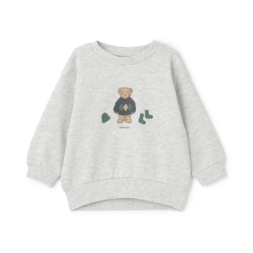 (現貨淺褐火車90.110 / 淺灰小熊90.110）🇯🇵日本 平價百搭男童運動衫-細節圖4