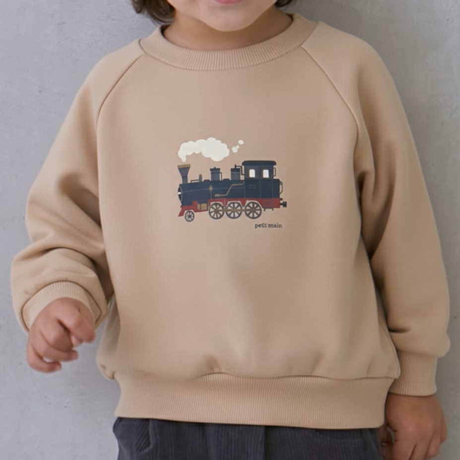 (現貨淺褐火車90.110 / 淺灰小熊90.110）🇯🇵日本 平價百搭男童運動衫-細節圖5