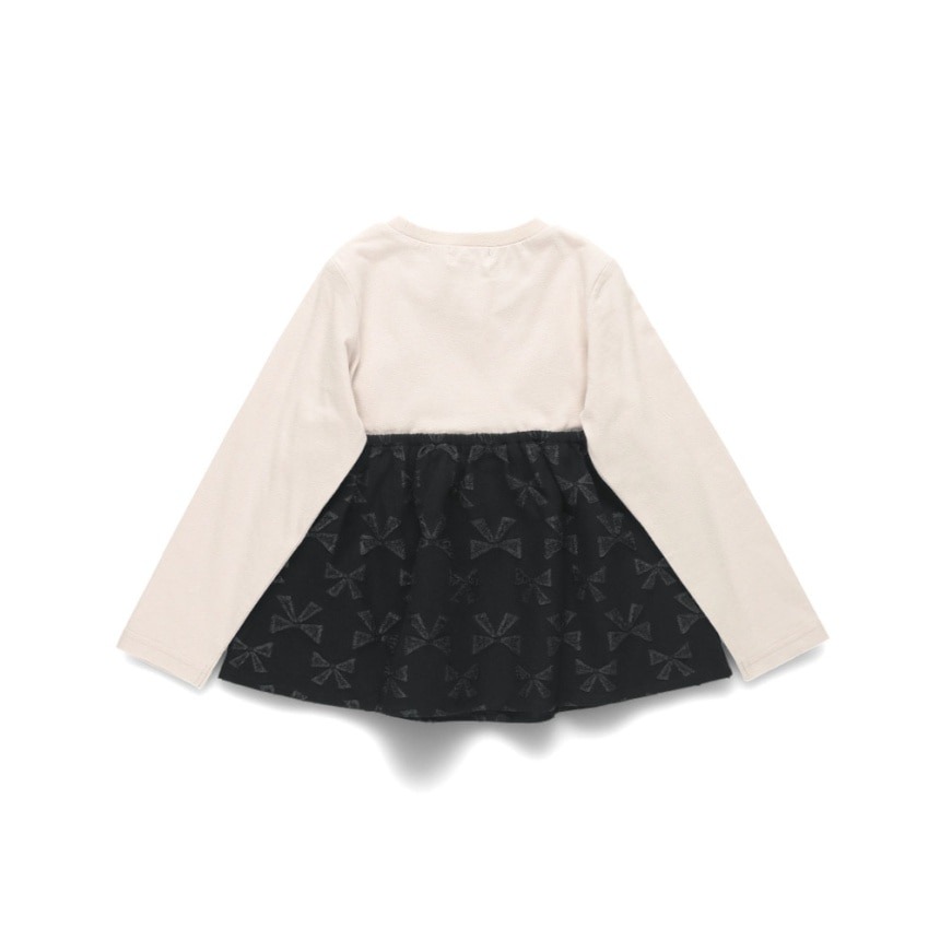 (現貨130）🇯🇵日本 branshes 緞帶壓紋拼接上衣-細節圖2