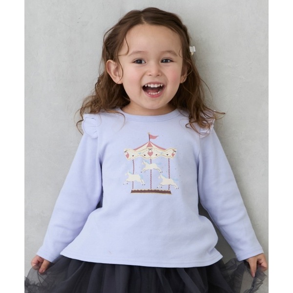 (現貨粉90 / 紫90）🇯🇵日本 petit main 平價百搭女童上衣-細節圖2