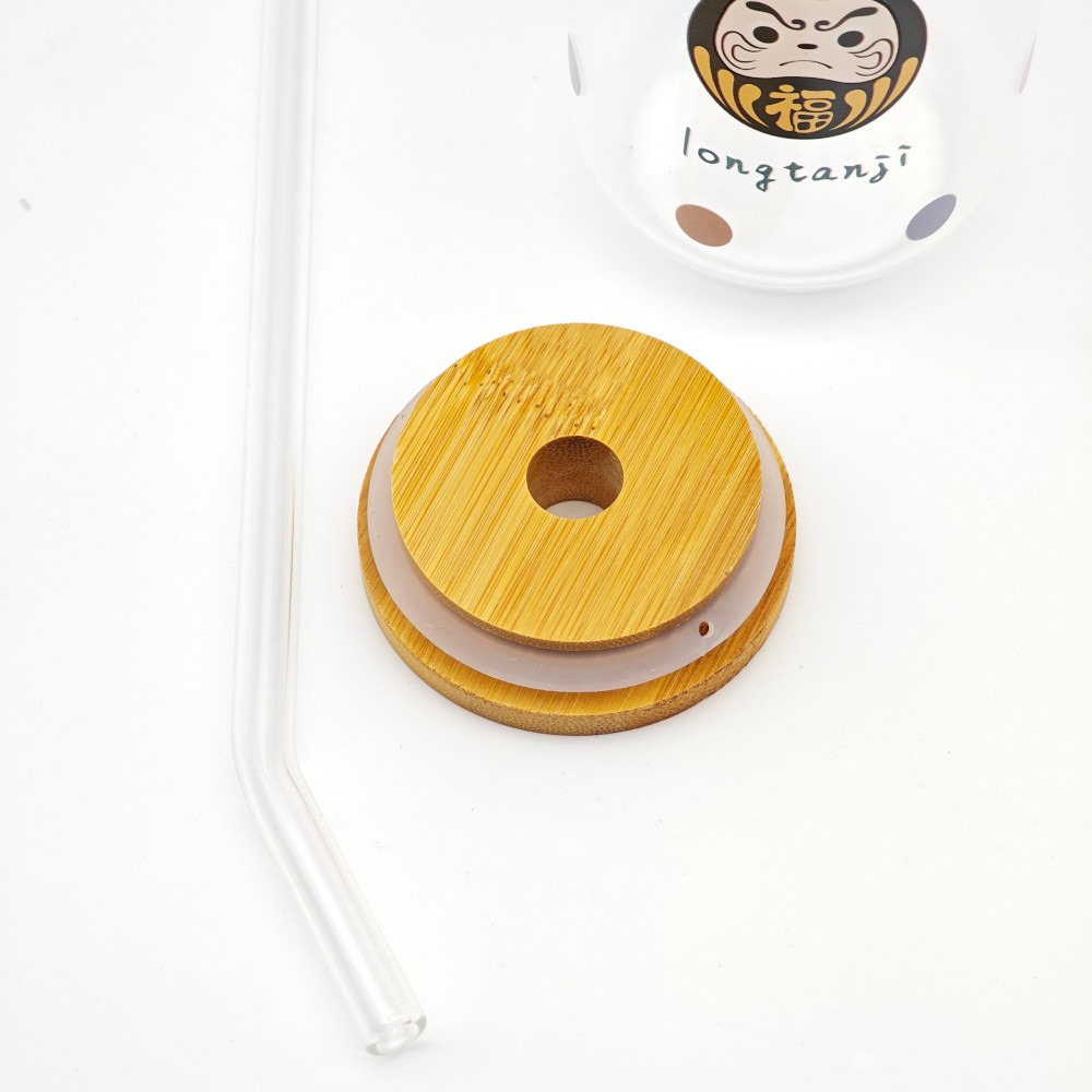 隆探吉 玻璃杯 可樂杯 吸管杯 飲料杯 達摩不倒翁 福神-細節圖2