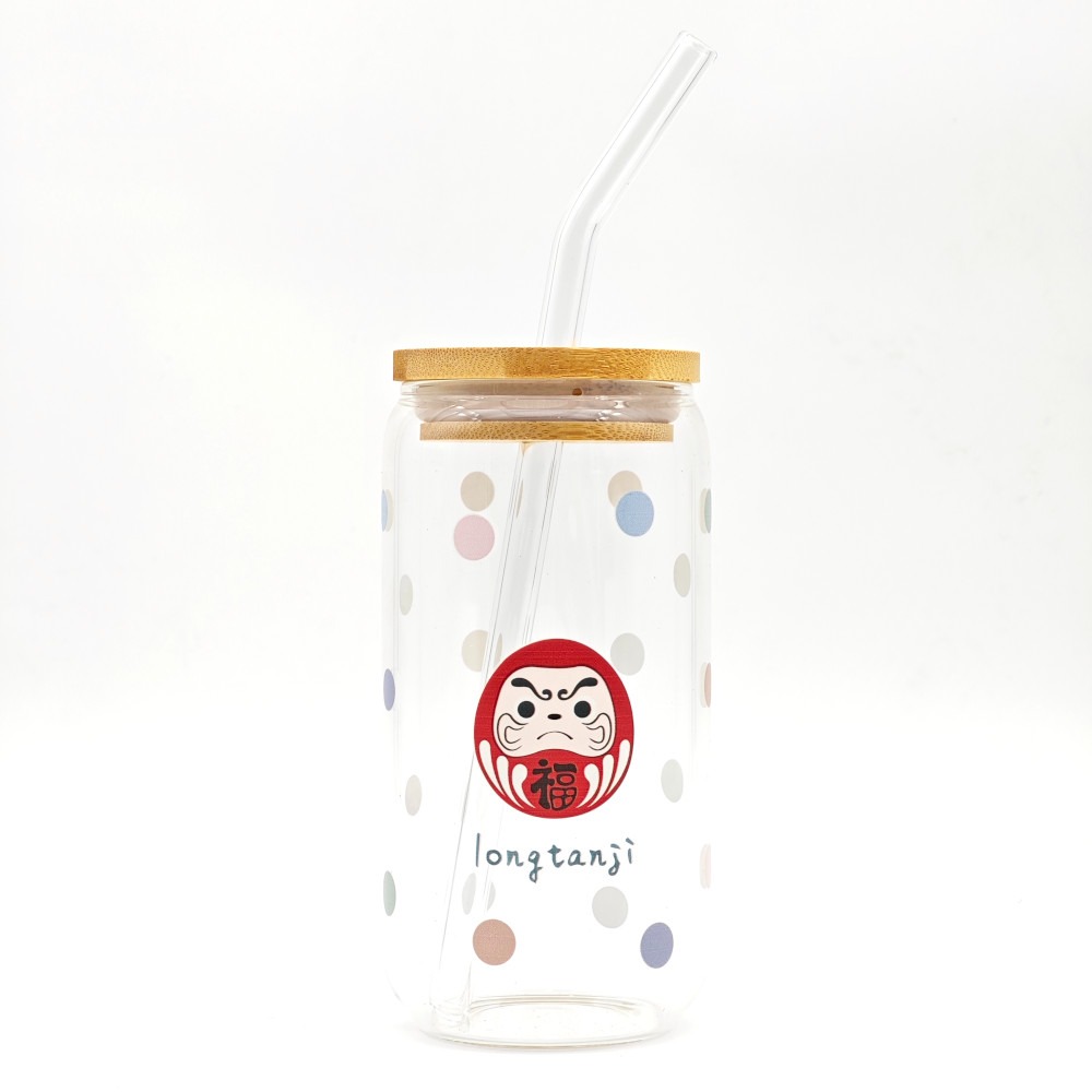 隆探吉 玻璃杯 可樂杯 吸管杯 飲料杯 達摩不倒翁 福神-規格圖9