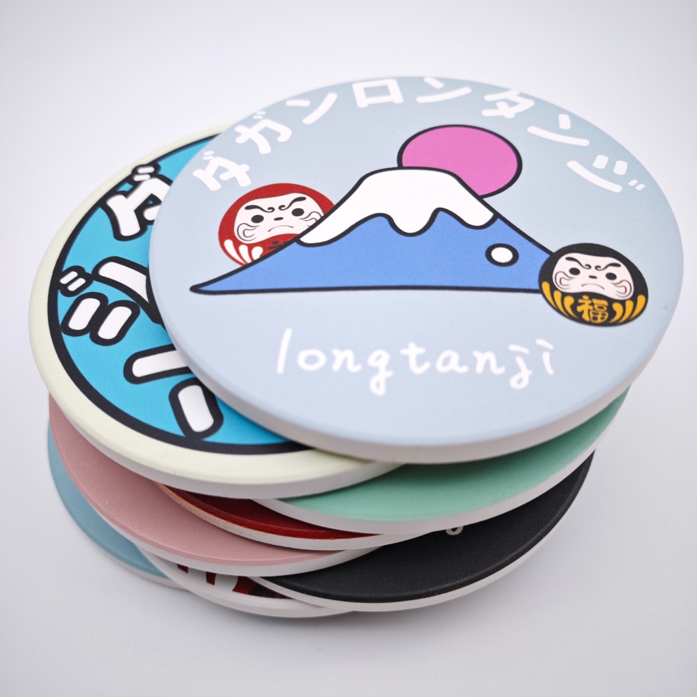 隆探吉 陶瓷吸水杯墊 陶瓷杯墊達摩不倒翁 福神-細節圖3