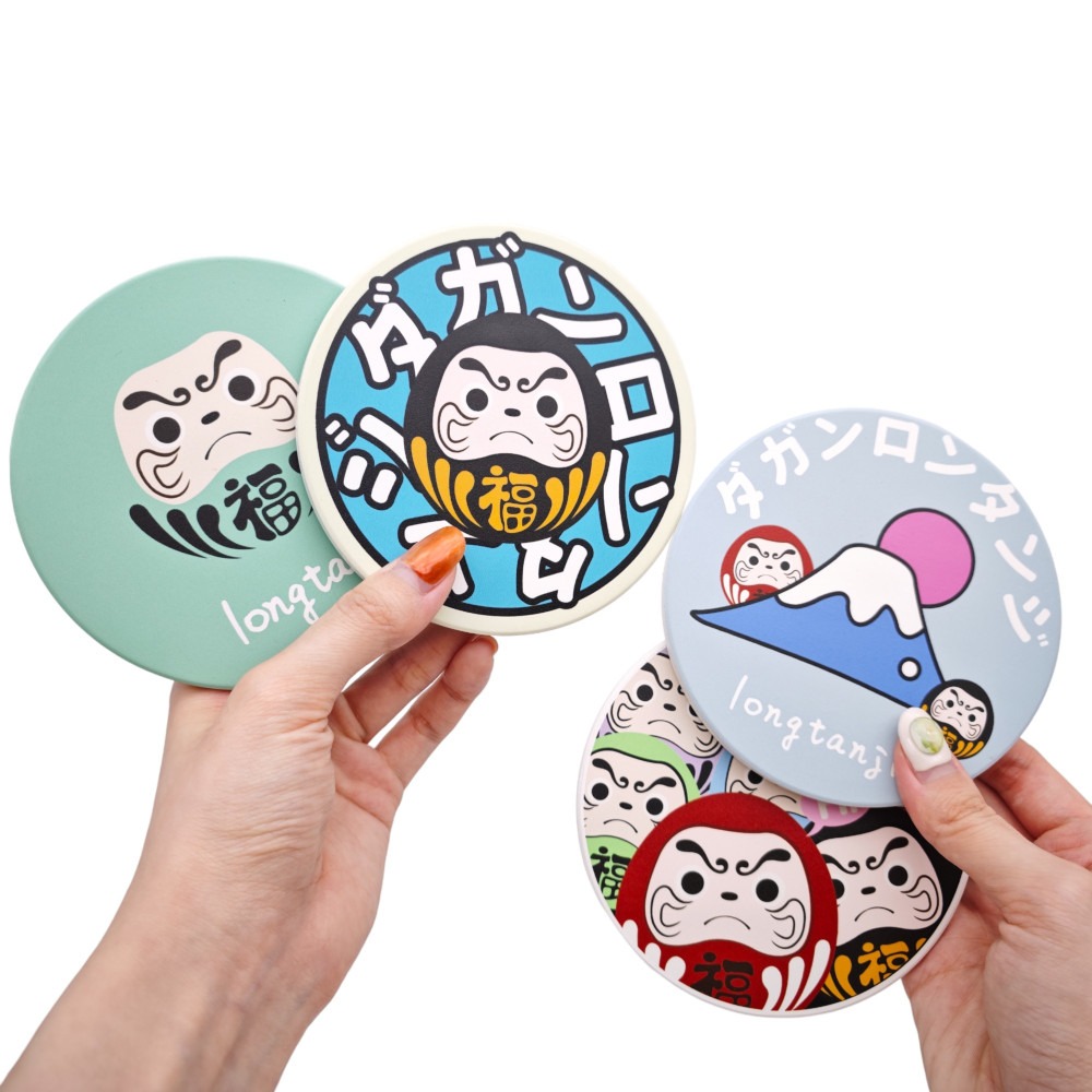 隆探吉 陶瓷吸水杯墊 陶瓷杯墊達摩不倒翁 福神-細節圖4