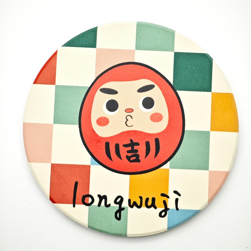 隆探吉 陶瓷吸水杯墊 陶瓷杯墊達摩不倒翁 福神-細節圖9