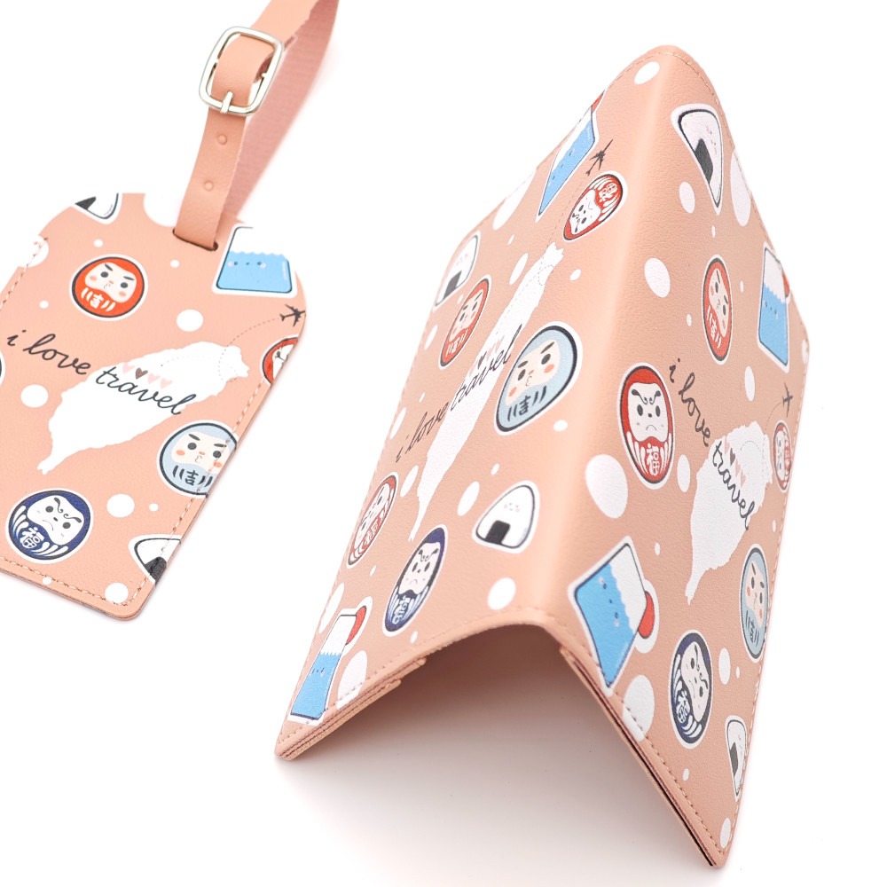 隆探吉可愛風格護照套+行李吊牌組 達摩不倒翁 福神-細節圖3