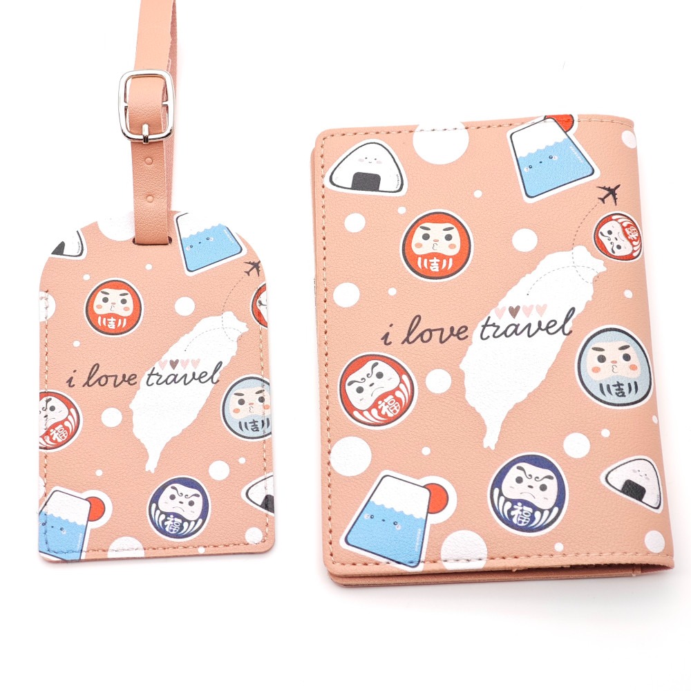 隆探吉可愛風格護照套+行李吊牌組 達摩不倒翁 福神-細節圖5