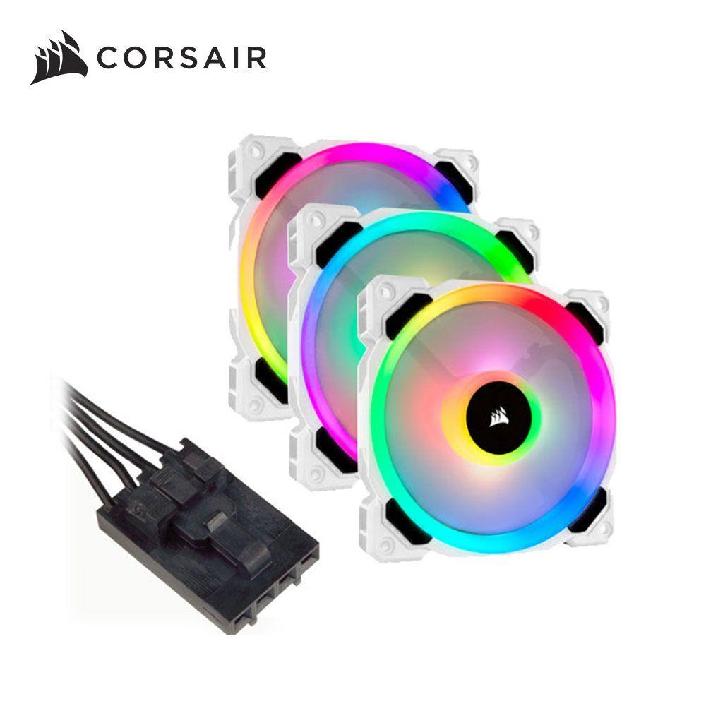 【含稅公司貨】海盜船CORSAIR LL120 120mm 雙光環RGB PWM機殼靜音三風扇+控制器 (黑色/白色)-細節圖2