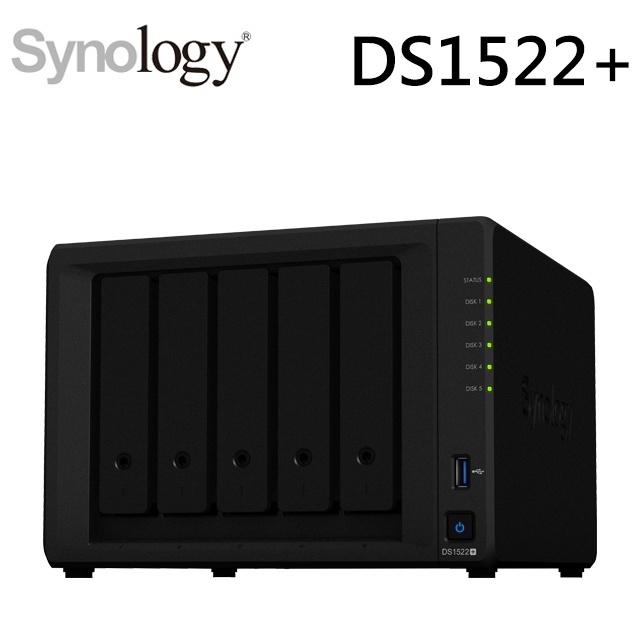 含稅公司貨】Synology群暉DS1522+ 5bay 網路儲存伺服器桌上型NAS (取代