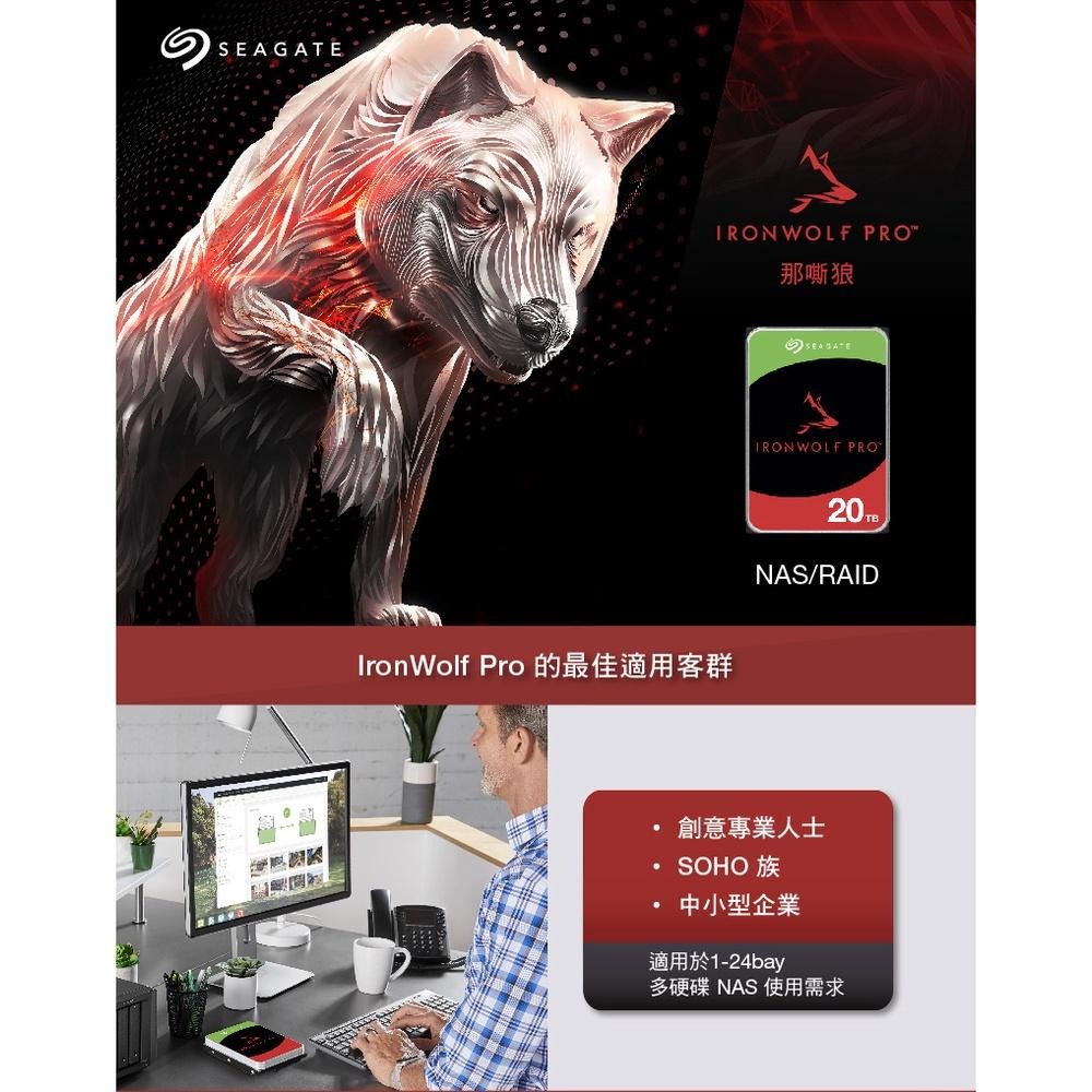 【含稅公司貨】Seagate希捷 20TB IronWolf 那嘶狼 Pro NAS硬碟彩盒裝 ST20000NE000-細節圖2