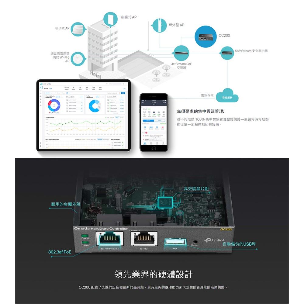 【含稅公司貨】TP-Link OC200 10/100Mbps Wi-Fi 商用網路管理 Omada 硬體控制器(金屬殼-細節圖3