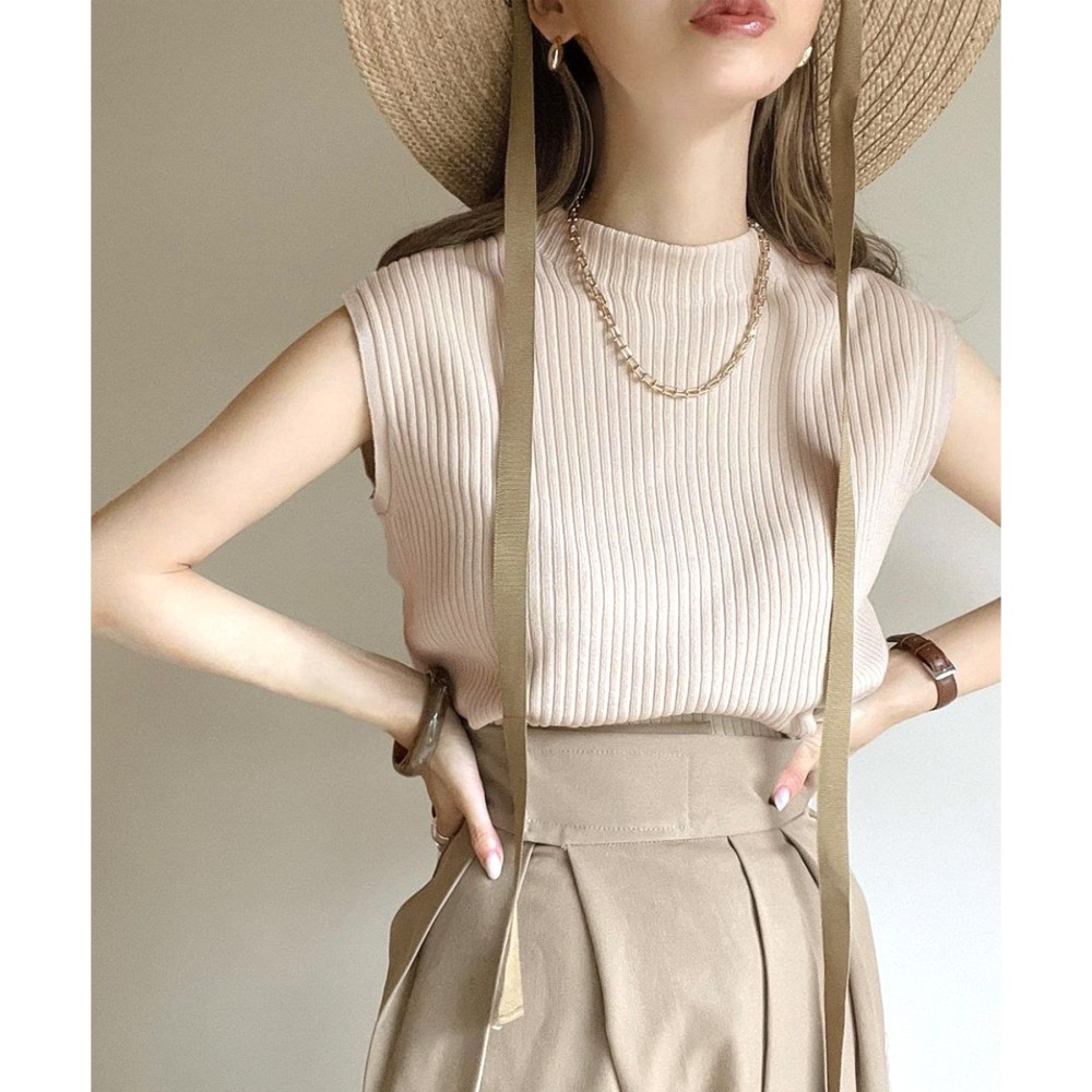 日本代購 - 現貨/預購 成熟無袖簡約高領針織衣-細節圖2